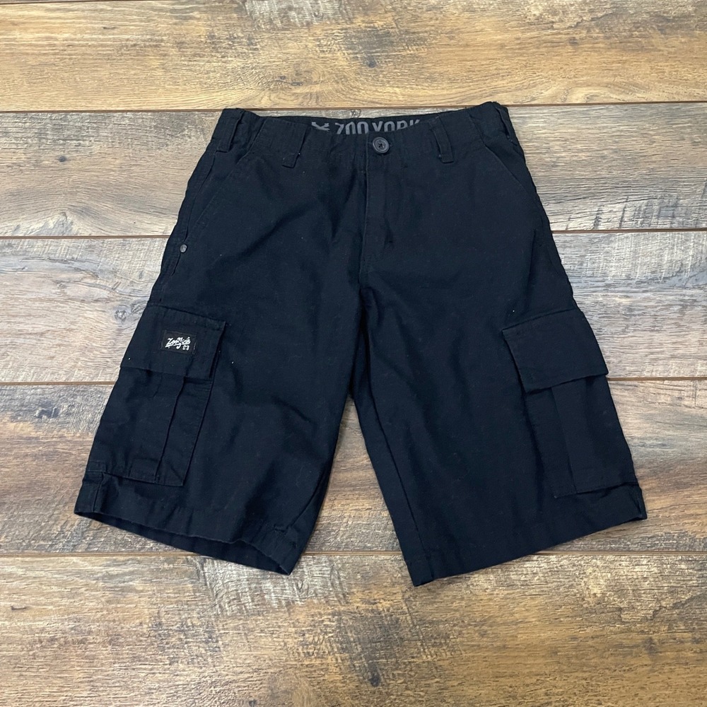 Zoo York Boys Black Cargo Shorts Ripstop Cotton Size 10 Skateboarding Utility